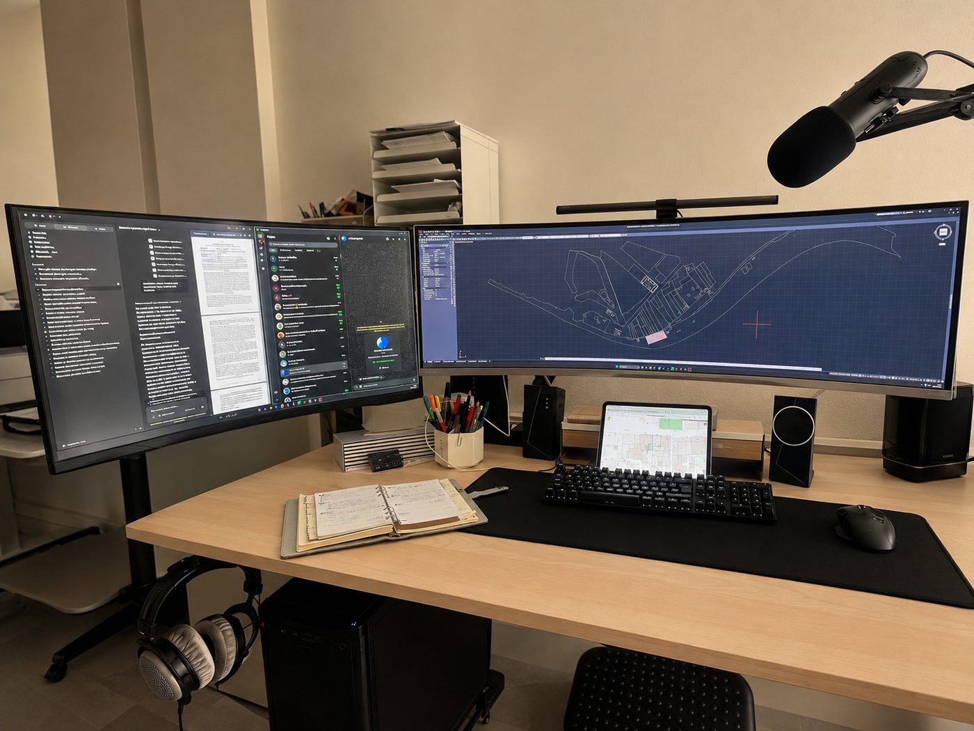 Zona de trabajo con impresoras y equipo de oficina